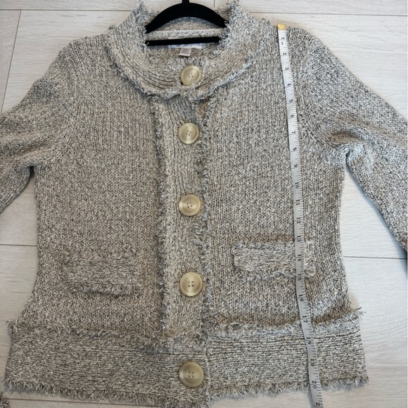 Kenar Women’s Cream Tweed Chanel Style‎ Cardigan Sweater Jacket Size Medium - Picture 4 of 5